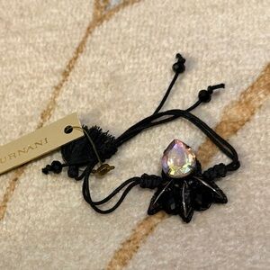 Deepa Gurnani Black Cord Bracelet with Iridescent Teardrop Crystal